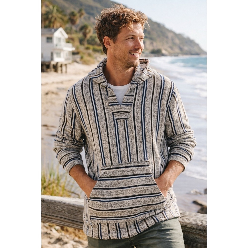 NWT Faherty Whitewater Hoodie XXL Baja Stripe Pullover Surf Beach Coastal